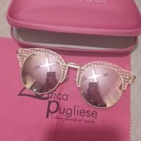 occhiali da sole specchio rosa