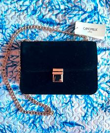 Borsa tracolla in velluto nero Camomilla