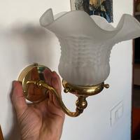 Applique art deco arte povera ottone vetro luce 14