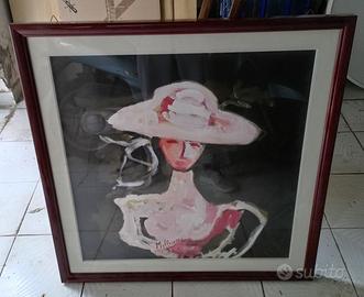 quadro dipinto donna stile naif