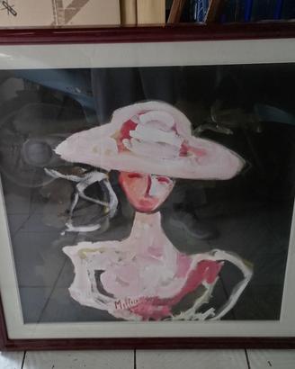 quadro dipinto donna stile naif