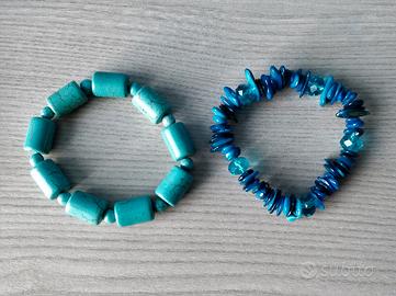 2 Braccialetti con pietre blu e azzurre
