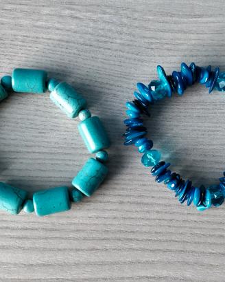 2 Braccialetti con pietre blu e azzurre
