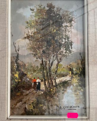 Quadro strada di campagna con albero