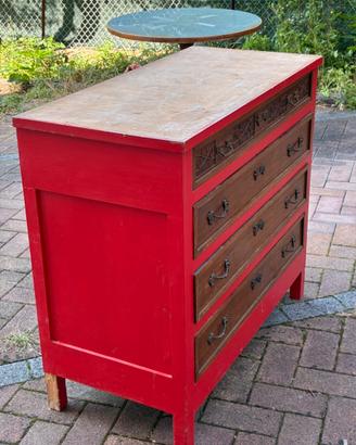 Cassettiera vintage in legno, ideale per decoupage