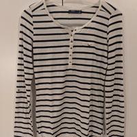 Maglia in jersey di cotone a righe bianche e blu