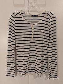 Maglia in jersey di cotone a righe bianche e blu