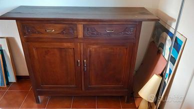 Madia antica legno scuro, 2 cassetti e 2 vani
