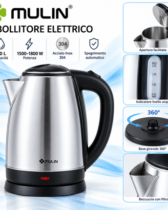 Bollitore Elettrico MULIN YD-202F in Acciaio Inox