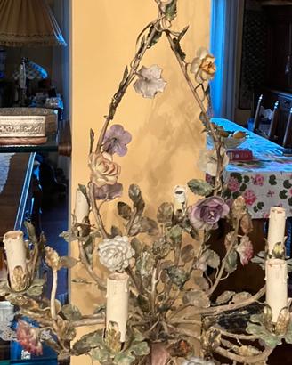 lampadari fiori ceramica Capodimonte è abat-jour