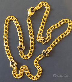 Collana Horsebit in oro giallo e bianco 43cm