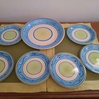 piattini dolce con piatto torta dipinti a mano