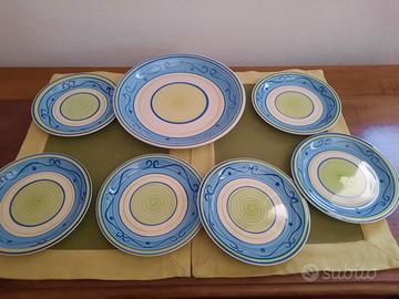 piattini dolce con piatto torta dipinti a mano