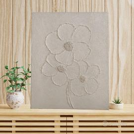 50x40 Quadro su tela Materico - Fiori in Rilievo