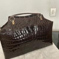 Borsa in vero Coccodrillo Marrone con 2 manici