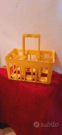 Raro portabottiglie d'epoca Kartell Giallo anni 60