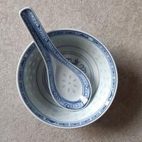 Porcellana Jingdezhen ciotola riso con cucchiaio