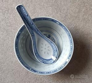 Porcellana Jingdezhen ciotola riso con cucchiaio
