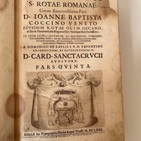 Libro antico "Decisionum S. Rotae Romanae" 1672