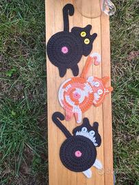 Meow sottobicchieri knitting design gatto, nuovo