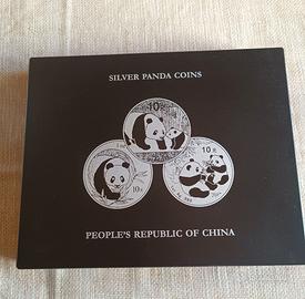 Once cinesi argento 999,9 serie panda 10 Yuan.