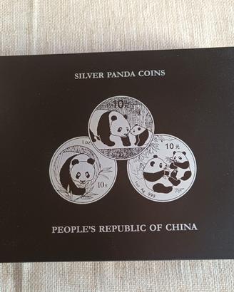 Once cinesi argento 999,9 serie panda 10 Yuan.