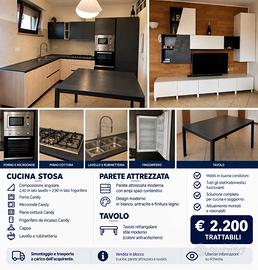 Cucina stosa +parete attrezzata + tavolo