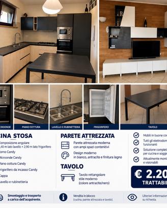 Cucina stosa +parete attrezzata + tavolo