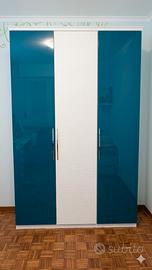 Armadio IKEA 3 ante - Moderno Blu Lucido e Bianco 