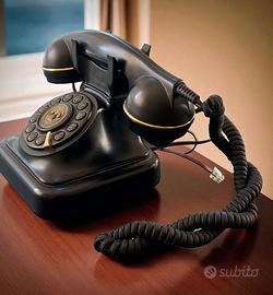 Telefono Fisso Brondi Vintage - Nero, Con Cavo In Tessuto E Particolari Dorati