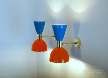 Applique / Wall Lamp - Brass - ORANGE / Light BLUE