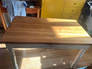 Tavolo/scrivania legno con zampe bianche 70x120