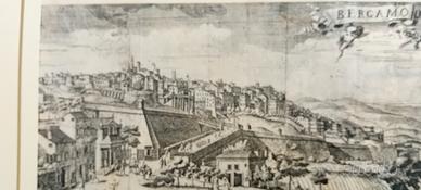 antica stampa di Bergamo rarissima xilografia 