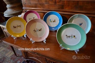 Sei piatti  anni 50 carrozze La Fonte Ginori
