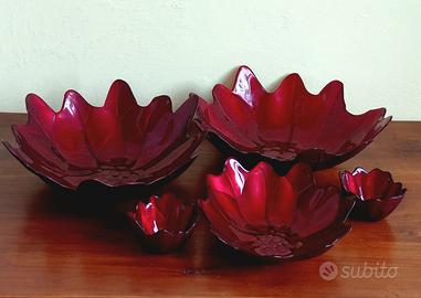 Set 5 ciotole decorative  vetro color rosso 🎄