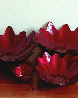 Set 5 ciotole decorative  vetro color rosso 🎄