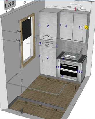 Intera cucina con eletrodomestici