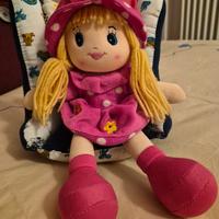 Bambola di pezza + seggiolone/zainetto bambole