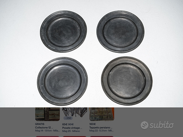 set di 4 Piatti in peltro vintage