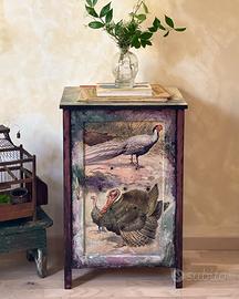VENDUTO ❌ Mobiletto vintage uccelli e vegetazione