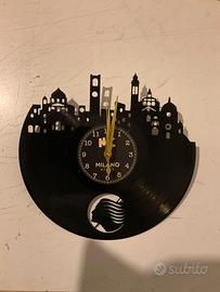Orologio da Parete Vinile Skyline Bergamo a Mano