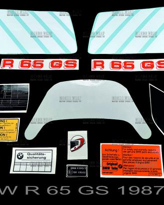 Kit adesivi BMW R 65 GS anno 1987 - c. rosso