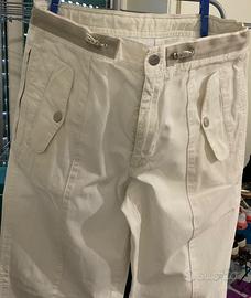 Zegna Sport Pantaloni Uomo Bianchi Cotone Twill