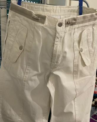 Zegna Sport Pantaloni Uomo Bianchi Cotone Twill