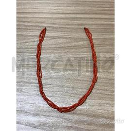 COLLANA TRE FILI CORALLO ROSSO NO CHIUSURA 40 CM