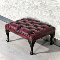 Poggiapiedi Chesterfield inglese vintage in pelle