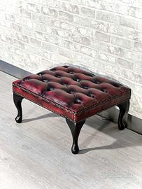 Poggiapiedi Chesterfield inglese vintage in pelle