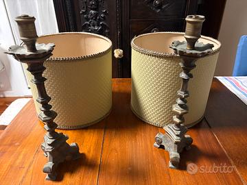 antichi candelieri in bronzo