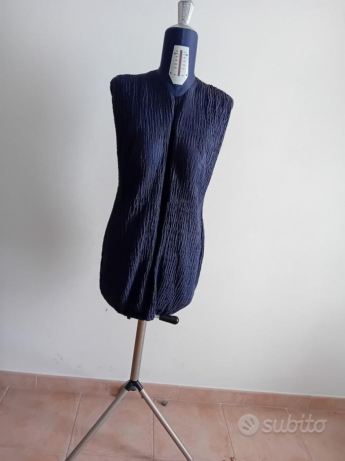 Manichino Sartoriale Busto Donna, T220 Velluto Grigio, Treppiede Legno, Altezza Regolabile