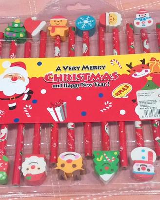 Set Matite Natalizie con Gomme